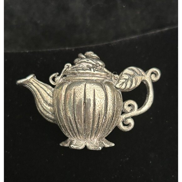 Vintage Gianna Rose 1995 Mini pewter Teapot Rose hinged Lid Pill box Trinket - Picture 3 of 11